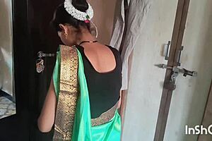 My Village Bhabhi Shivani In Green Saree Dances Seductively For Father In Law On Ranch