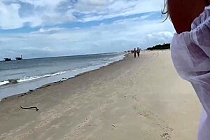 crazy milf passionately jerks me off in public