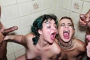 girls ask friends for double anal fuck after rodeo with piss in mouth