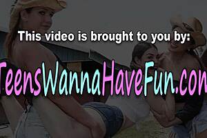 A lesbian ballerina enjoys licking at a lively party gathering.