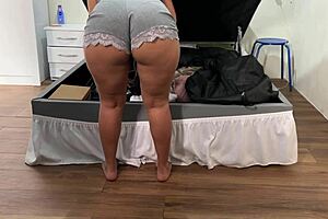 Beautiful Latina Housewife Flashes Ass In Shorts