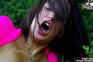 French Brunette Milf Next Door Try Anal in Forest Outdoor