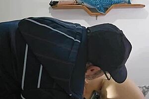 Man Shaves Woman's Trimmed Pussy And Hairy Ass For Friend To Lick