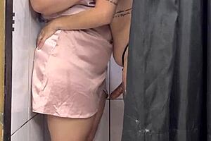 She says, 'Come here, big-assed babe, let's fuck in the dressing room'