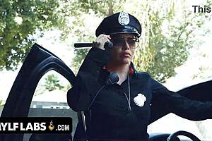 Policewoman instructs lovers in authority with fucking and riding