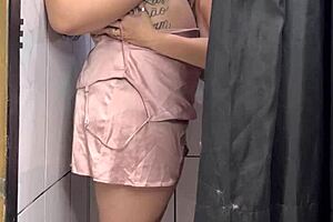 She says, 'Come here, big-assed babe, let's fuck in the dressing room'