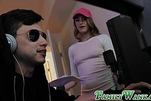 cute teen 18+ kenzie madison gives sloppy blowjob to stepbrother