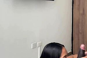 cute brunette enters her stepbrothers room and gives him a sloppy blowjob -amateur couple- nysdel