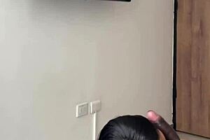 cute brunette enters her stepbrothers room and gives him a sloppy blowjob -amateur couple- nysdel