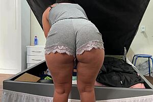 Beautiful Latina Housewife Flashes Ass In Shorts