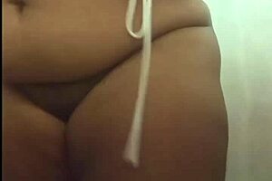 intriguing reveal: bbw amateur strips, showing big ass, natural tits, and juicy pussy in homemade video