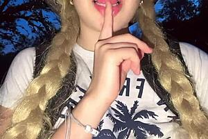 Girl Touches Pussy And Tits In Jungle