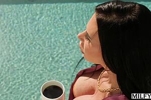 milfy horny trophy wife piper press kicks out hubby for pool boys huge cock