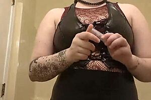 Curvy Woman Applies Makeup While Wearing Lovesense Device