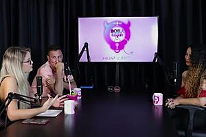 Blonde in sheer red lingerie