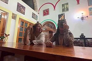 Latina Swingers in Bar Fucked for Bill, Big Cock in Shaved Pussy, Cumshot in Mouth