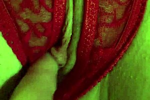 Wet shaved pussy in red thongs fingered