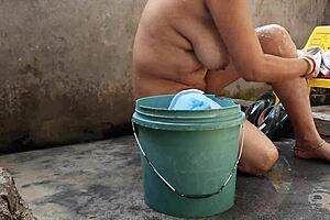 Nangi Bhabhi Is Bathing Outdoor Big Boobs Cute Pussy