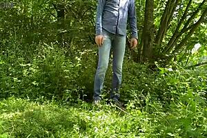 sexy fat milf takes off her panties and pisses with a stranger