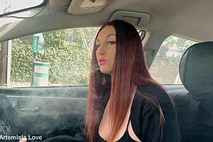 italian long hair hot milf artemisia love solo in the car smoking fetish session