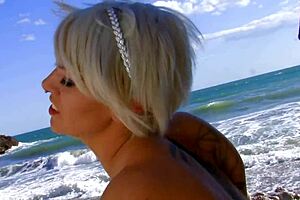 Blonde Tattooed Milf Riding Cock Intensely On A Beach With Big Tits