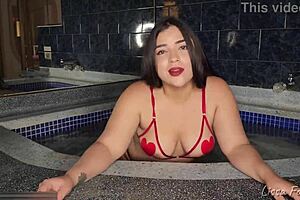 Smoking in the jacuzzi while you worship my tits and ass