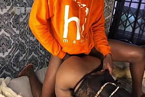 Curvy ebony babe begs: fuck me harder, pull my hair, rub my clit