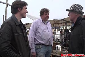 Stockinged dutch pussypounded by prostitute escort in reality close-up cumshot