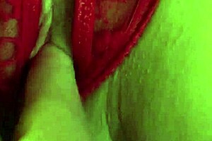 Wet shaved pussy in red thongs fingered