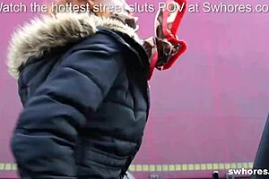 Amateur redhead street whore loves outdoor cock sucking 😍