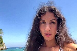 Walking With Hot Cum On My Face On Public Beach!