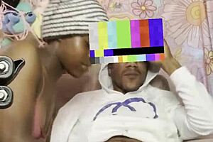 Casual Couch Fuck with Petite Ebony Midget and Big Black Cock.