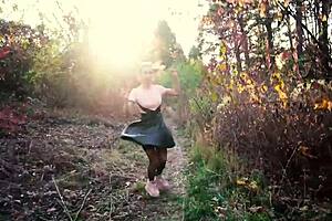 she pulls panties after park creampie