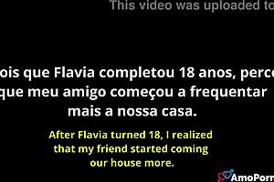 Friend visits home and enjoys young brunette