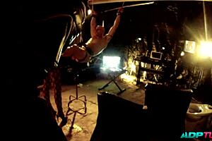 Two Cocks, Two Pussies, and a Harness in a Dungeon Orgy