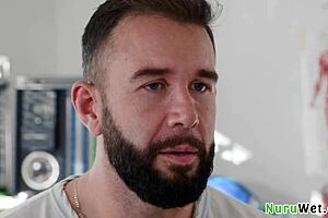 sexy blonde teen masseuse explains nuru massage to client