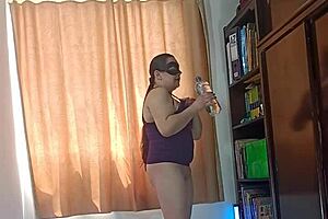 Latina Woman Records Herself Exercising Naked On Halloween