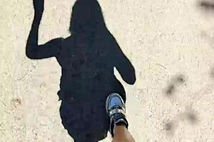 I'm ready in my outfit for the hike challenge to get my pussy wrecked by one