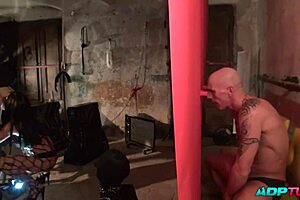 Two Cocks, Two Pussies, and a Harness in a Dungeon Orgy