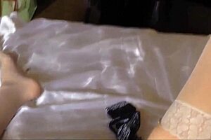 Compilation of French blond amateur in doggystyle fuck with satin lingerie.