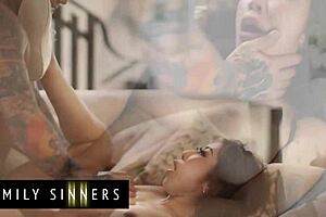 Horny babe Nicole Doshi gets filthy with Derrick Pierce's big cock