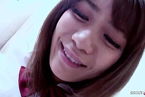 Japanese Teen 18+ in Uniform Gets Picked Up and Fucked by Older Guy in Uncensored POV Casting