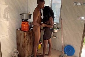 the newly married couple passionately fucked in the kitchen