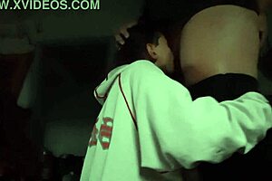 Two lesbian girls hide to passionately lick and fuck each other