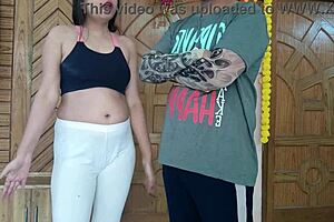 Teen tricked into getting naked for personal trainer and sucking his cock morning yoga class