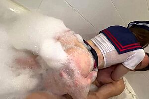 Beautiful Latina in Hot Dorm Bathroom