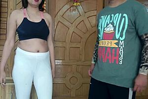 Teen tricked into getting naked for personal trainer and sucking his cock morning yoga class