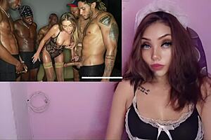 Modelo gets gangbanged by black cocks creampied