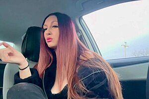 Italian long hair big tits milf artemisia love cigarette smoking in the car and showing her nipple