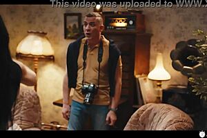 French brunette with huge fake tits gets nipples sucked then face fucked and cum in mouth while bound